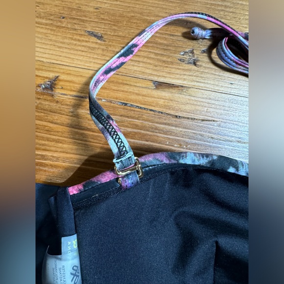 PILYQ Womens Bikini Purple/Pink/Black Leopard Print bandeau twist top S Bottom M - Picture 10 of 12